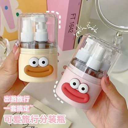 Cute cartoon-style travel bottle set