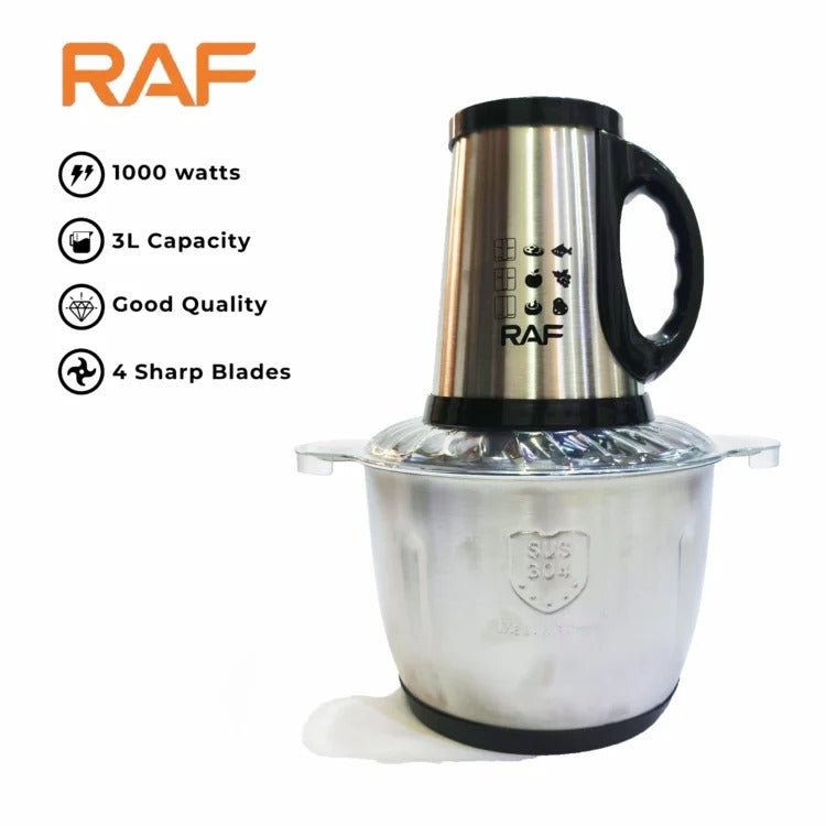 Stainless Steel Food Chopper 3 Speeds & 3 Liter Bowl – 1000W